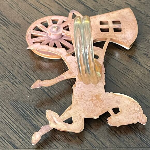 Vintage Celluloid Horse Drawn Carriage Ring? Oversized Plastic 1930s 1940s READ - Picture 5 of 8